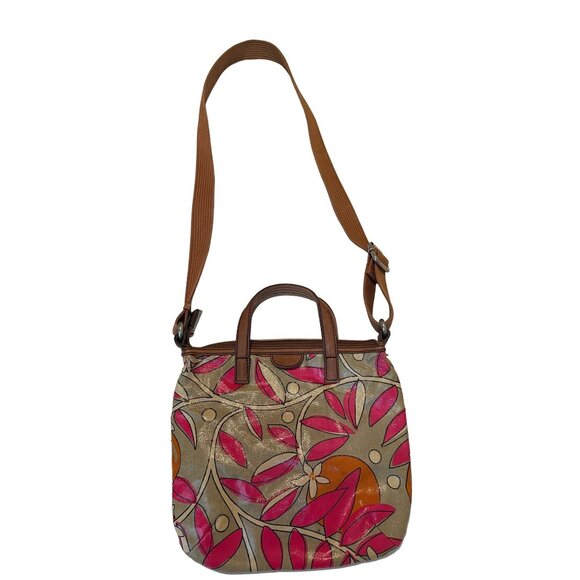 Fossil Calypso Key-Per Coated Canvas Crossbody Orange Fruit Print ZB5125 - Picture 2 of 7